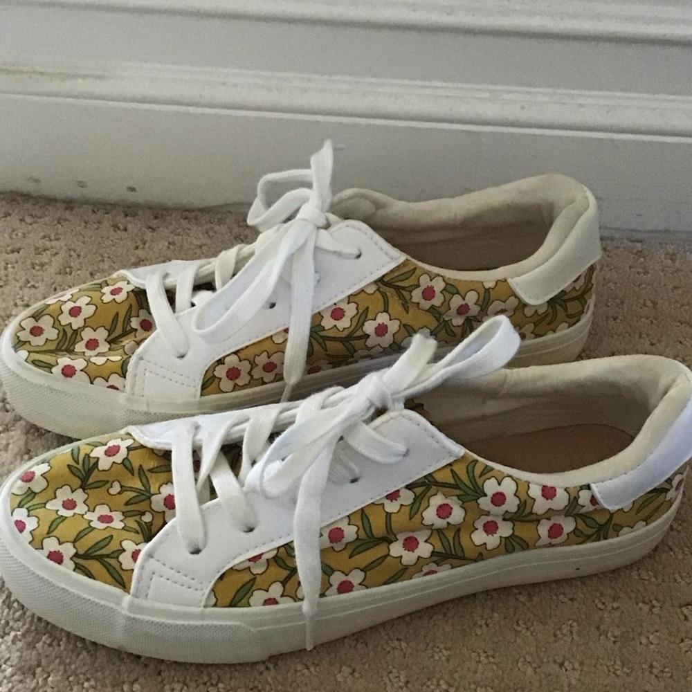 Reformation Yellow Floral Sneakers - Size 7